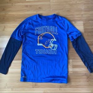 Boys Blue Football Athletic Long Sleeve Shirt SzXL
